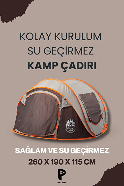 post alley Hızlı Kurulum Kamp Çadırı | 260x190x115 cm | Su Geçirmez | 2.8 kg