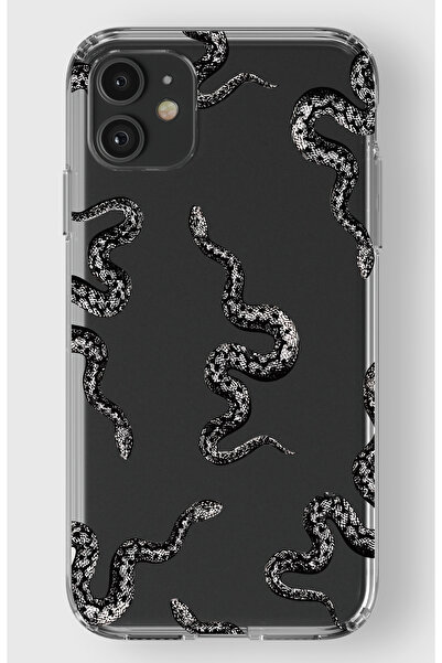 moonset Iphone 11 Uyumlu Yılan Tasarımlı Baskılı Şeffaf Telefon Kılıfı