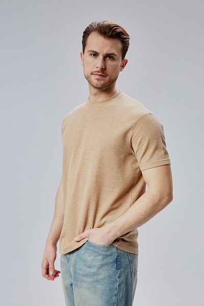 M MOONCOVER Ανδρικό μπλουζάκι Crew Neck Basic Βαμβακερό ύφασμα με υφή