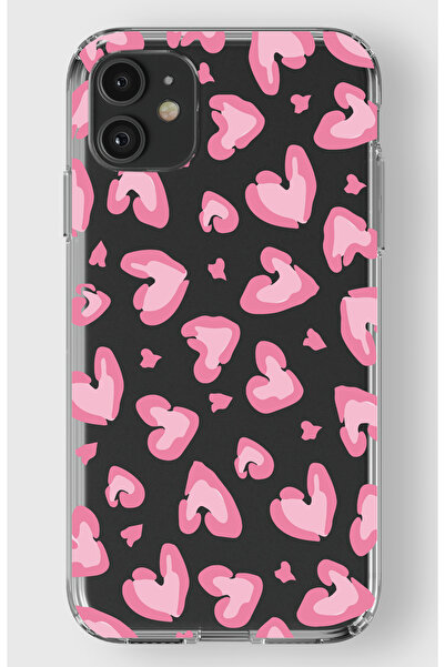 moonset Iphone 11 Uyumlu Leopar Kalpler Tasarımlı Baskılı Şeffaf Telefon Kılıfı