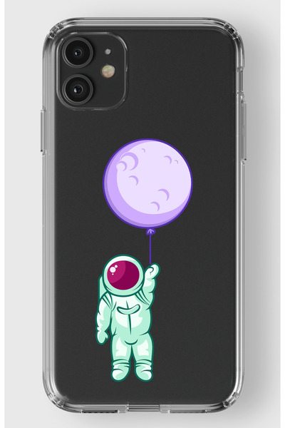moonset Iphone 11 Uyumlu Astronot Tasarımlı Baskılı Şeffaf Telefon Kılıfı
