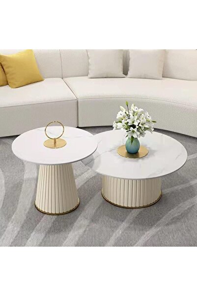 MAPLE HOME DECORATION طاولة قهوة، طاولة جانبية، أريكة، تصميم عصري، إطار ذهبي،...