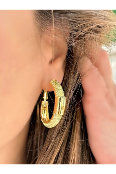 MyladyAccessoriess حلق من سلسلة Premium مسننة بحلقة ذهبية مفصلة