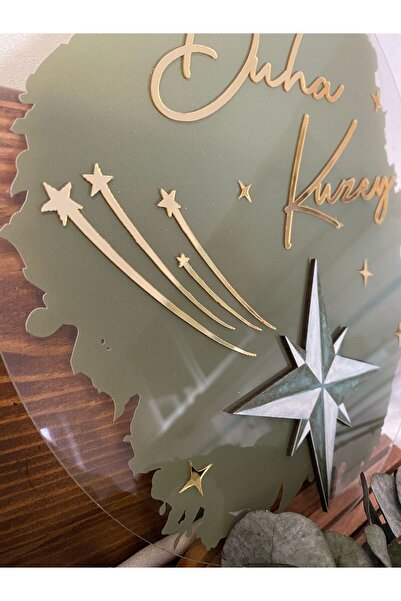 Gizem Graphic Kuzey-Yıldız Temalı Pleksi Kapı Süsü