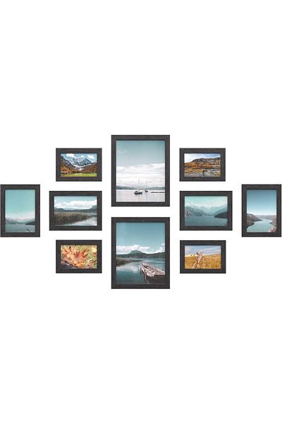 DERİK Picture Frame Set of 10, 2 Photos of 20 X 25 Cm, 4 Photos of 13 X 18 cm Black