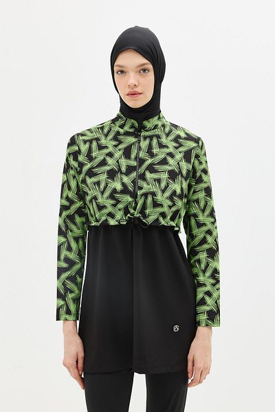 C&City Μαγιό Hijab 4 τεμαχίων με μοτίβο μέσης 6220 Πράσινο/Μαύρο