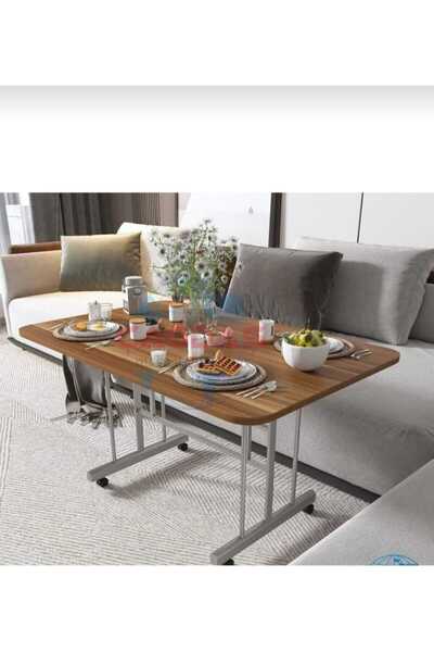 İLİNA 70x110 Tekerli Masa Orta Sehpa Metal Ayak
