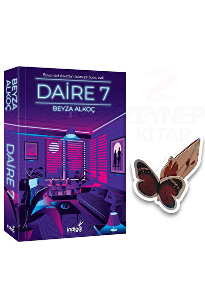 İndigo Kitap Daire 7(KARTON KAPAK)Özel Tasarım Kelebek Ayraç Hediye