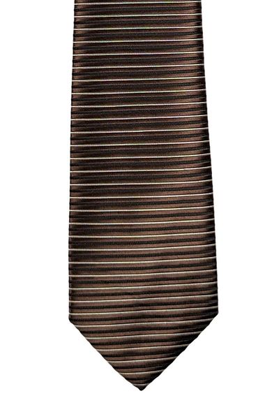 1001 Kravat 7 cm Wide Brown Thin Tie with Transverse Stripes