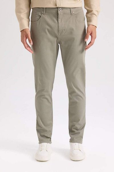 DeFacto New Season Summer Gabardine Chino Canvas Trousers Slim Fit Slim Fit Skinny Leg Pocket