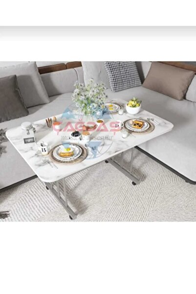 İLİNA 70x110 Tekerli Masa Orta Sehpa Metal Ayak