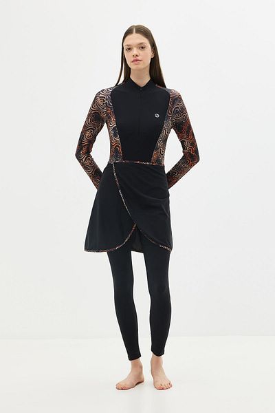 C&City Vollständig bedeckter Hijab-Badeanzug mit Rock und Strumpfhose C13059 Leopard