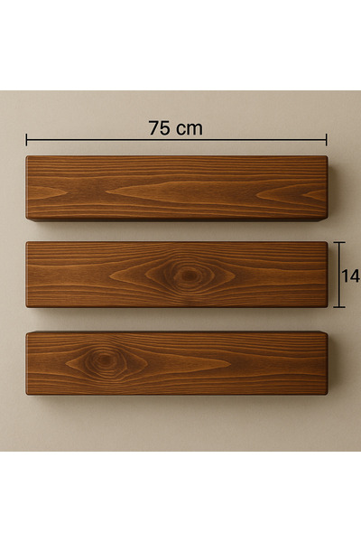Trihome “Dekoratif Ahşap Duvar Rafı 3’lü Set | Modern Mutfak ve Salon Kullanımı İçin”75x14cm