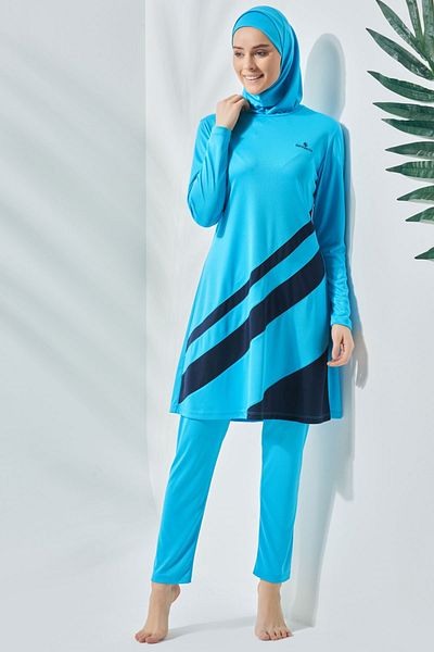 C&City Vollständig bedeckter Hijab-Badeanzug C11020 Türkis