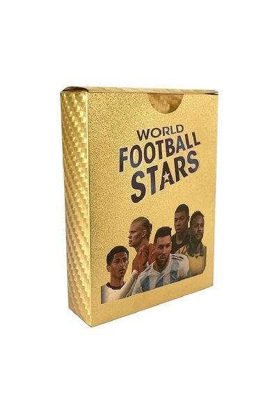 OYUNCAKSAHİLİ Football 77 Pieces Collector Flexible Card Gold 3d Size Gold Box Ronaldo Game Card Metalized