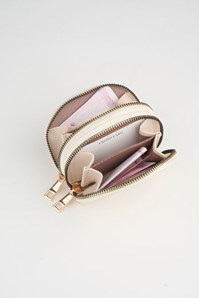 Vivaq Women's Cream Design 2 Compartment Mini Size Zipper Closure Wallet and Shoulder Bag