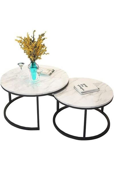 MAPLE HOME DECORATION Maple Home Coffee Table Sofa Side Table Modern Nesting Living Room Furniture 80CM+60CM