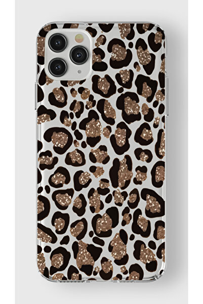 moonset Iphone 11 Pro Uyumlu Leopar Tasarımlı Baskılı Şeffaf Telefon Kılıfı