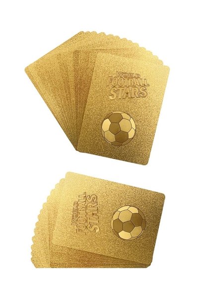 OYUNCAKSAHİLİ Football 77 Pieces Collector Flexible Card Gold 3d Size Gold Box Ronaldo Game Card Metalized