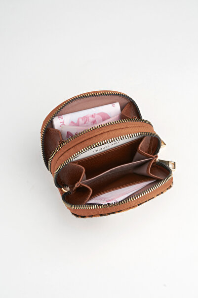 Vivaq Women's Leopard Feather Design 2 Compartment Mini Size Zipper Closure Wallet and Shoulder Bag