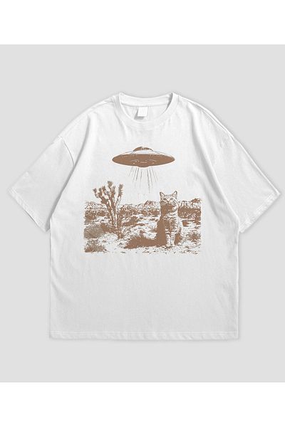 SVART WEAR Unisex Oversize T-Shirt with Ufo and Cat Design