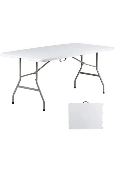 MAPLE HOME DECORATION Plastic Folding Table Portable Trestle Multi-purpose Dining Camp Picnic Party Event Table 75*150cm