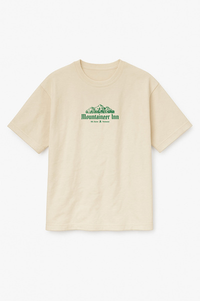 Altair Tr تي شيرت للجنسين مطبوع عليه طبيعة الجبل باللون البيج