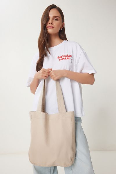 Lovelyİstanbul Τσάντα Shopper Canvas BEIGE LOK0010