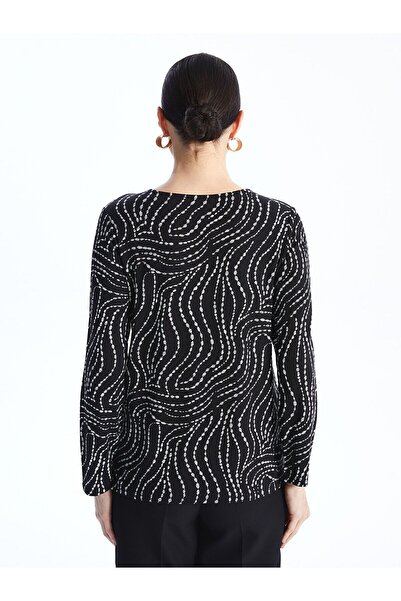 LC Waikiki Bisiklet Yaka Desenli Uzun Kollu Kadın Bluz