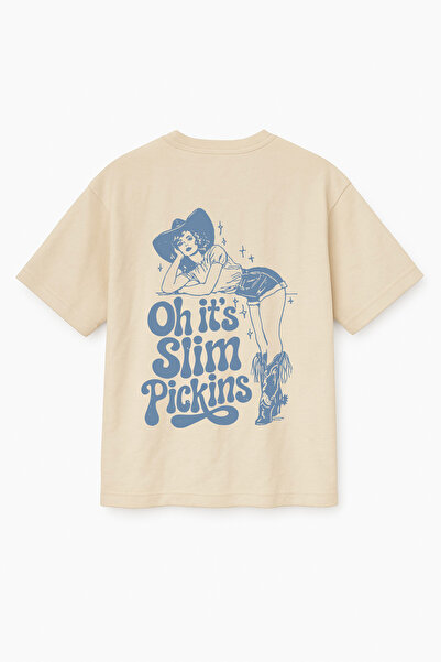 Altair Tr Beige Color Oversize Oh It's Slim Pickins Cowgirl, Cowboy Printed U...