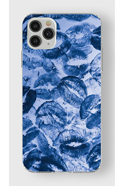 moonset Iphone 11 Pro Max Uyumlu Mavi Dudaklar Tasarımlı Baskılı Şeffaf Telef...