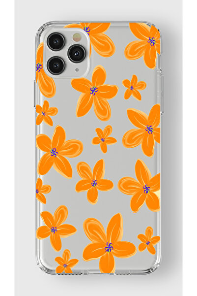moonset Iphone 11 Pro Uyumlu Çiçek Tasarımlı Baskılı Şeffaf Telefon Kılıfı