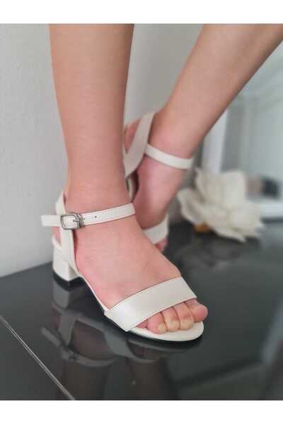 APJ STORE SINCE 2020 Simple Cream Color Girl's Heeled Evening Dress Shoes