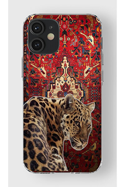 moonset Iphone 12 Mini Uyumlu Leopar Tasarımlı Baskılı Şeffaf Telefon Kılıfı