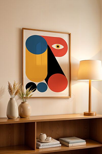 Basquiart Poster din seria Bauhaus cu ramă din lemn, Tablou nr:8