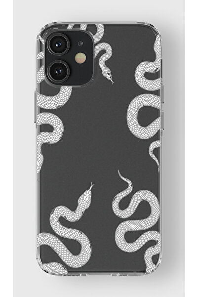moonset Iphone 12 Mini Uyumlu Yılan Tasarımlı Baskılı Şeffaf Telefon Kılıfı