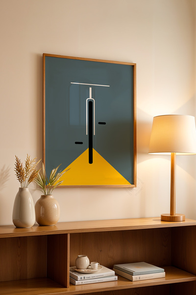 Basquiart Poster din seria Bauhaus cu ramă din lemn, numărul picturii: 55