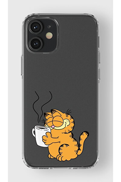 moonset Iphone 12 / 12 Pro Uyumlu Garfield Tasarımlı Baskılı Şeffaf Telefon K...