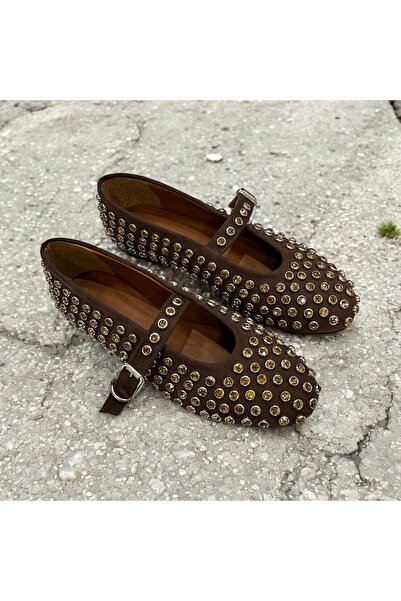 runa shoes μπαλαρίνες από σουέτ με πέτρες ντίσκο