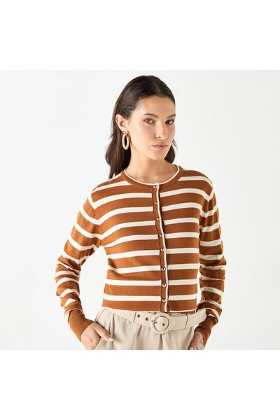 Smart Striped Cardigan with Long Sleeves