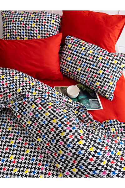 CAQQA Russel 4 Pillow Case Premium Double Duvet Cover Set |   Elastic Sheet