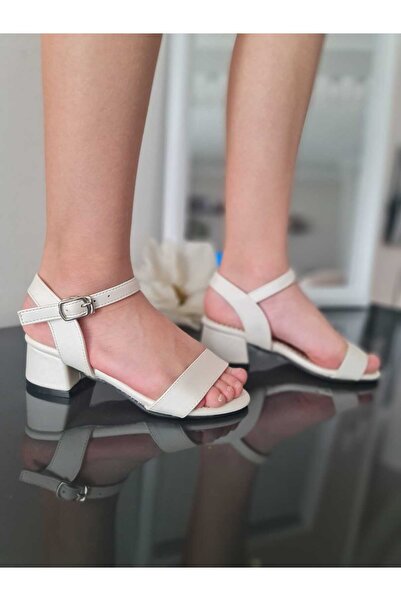 APJ STORE SINCE 2020 Simple Cream Color Girl's Heeled Evening Dress Shoes