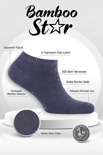 bamboo star Σετ 6 ανδρικών μποτάκια Premium Bamboo Flat Assortment χωρίς ραφή - 2 λευκά, 2 μαύρα, 2 καπνιστά