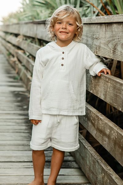 rois Children's Muslin White Shorts