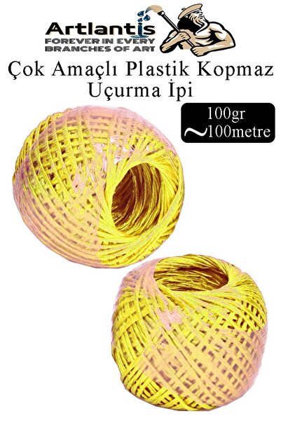 Artlantis Çok Amaçlı Plastik Kopmaz Uçurtma İpi Çamaşır İpi 2 Adet Renkli 100...
