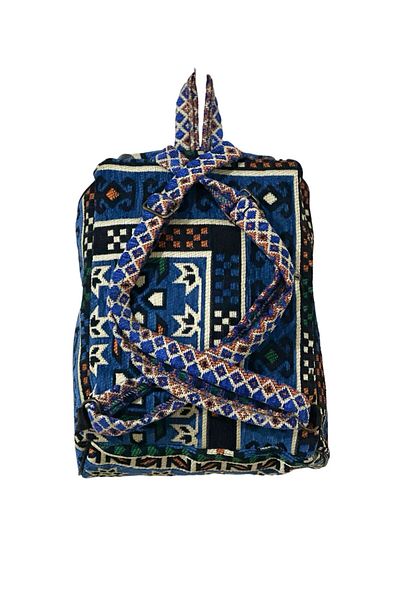 mdhomecarpet Rucsac de damă Kilim Carpă realizat manual 30x40 cm |   Geantă din țesătură cu model Şark Corner Calitate autentică