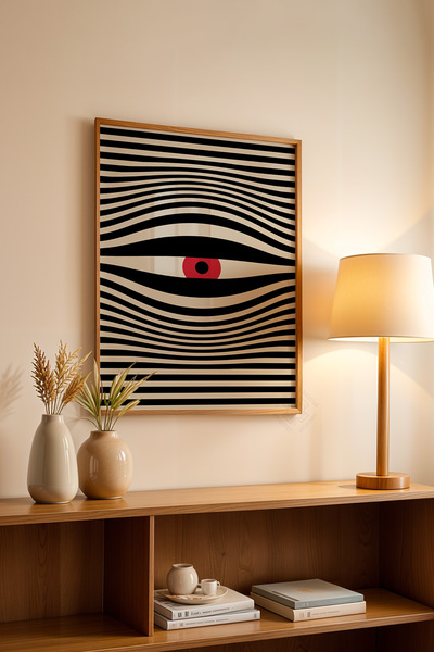 Basquiart Poster din seria Bauhaus cu ramă din lemn, numărul picturii: 33