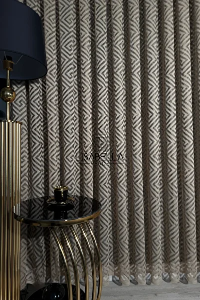 LisabellaHome Versalux Heavy Grammage Draped Premium Tulle Curtain with the Elegance of Mink Color (1X2 Sparse Pleat Stitched)