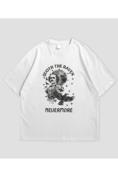SVART WEAR Edgar Alan Po - Dizajn Gavrana Unisex Oversize kroj T-shirt