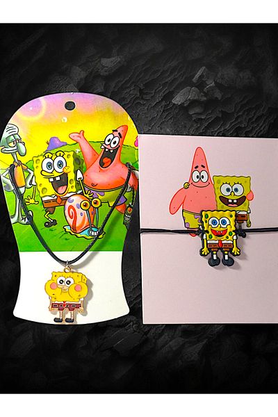 anonim Spongebob Themed Adjustable Spongebob Necklace and Bracelet Set (with Card)